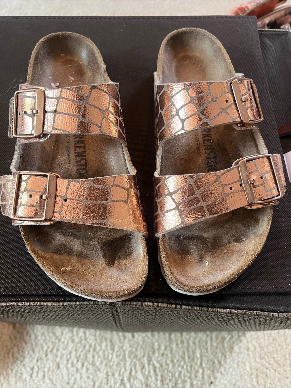 Birkenstock Arizona Leather Two-Strap Sandals in Brown